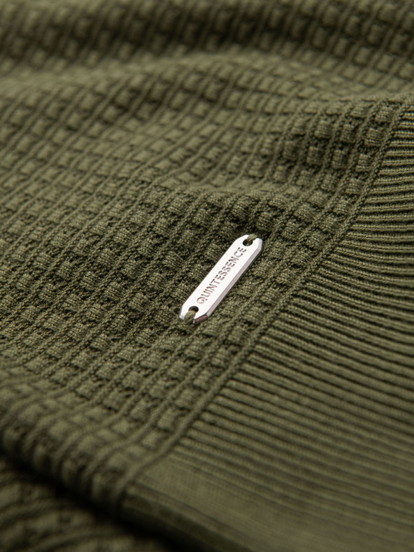 Ombre Clothing Moško strukturirano pleteno majico - olivno zeleno