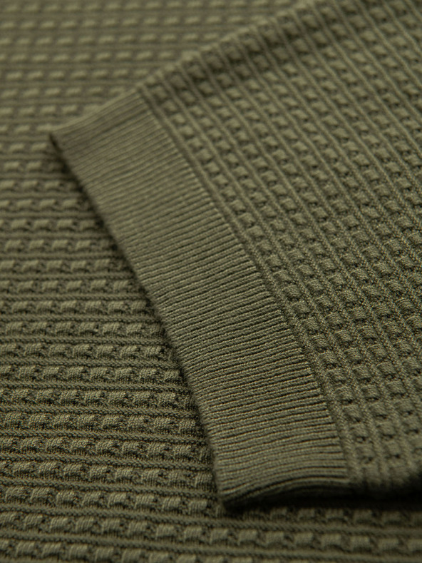 Ombre Clothing Moško strukturirano pleteno majico - olivno zeleno