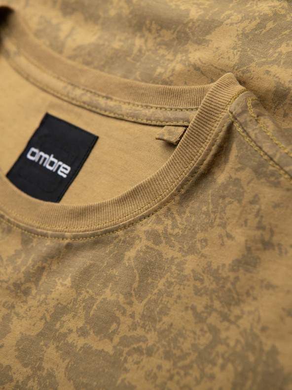 Ombre Clothing Moško vzorčasto bombažno majico s kratkimi rokavi - olivno zeleno