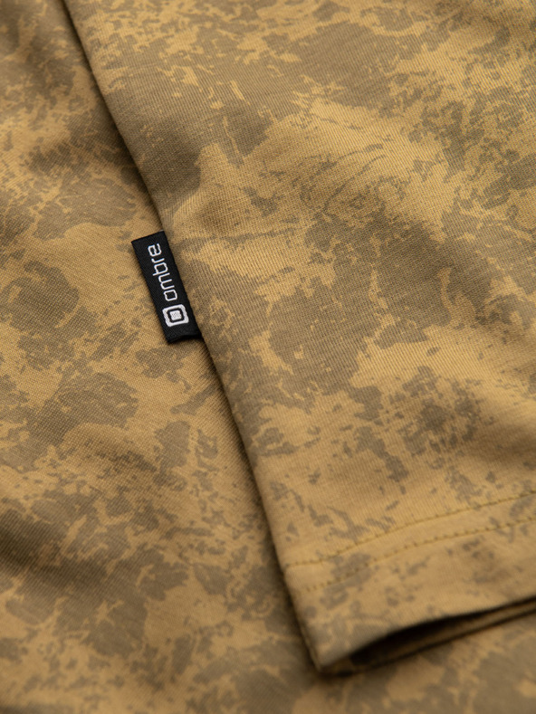 Ombre Clothing Moško vzorčasto bombažno majico s kratkimi rokavi - olivno zeleno