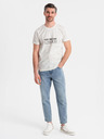 Ombre Clothing Moško majico s tiskom in okroglim izrezom - belo