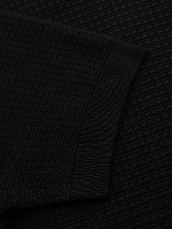 Ombre Clothing Moško strukturirano pleteno majico - črno