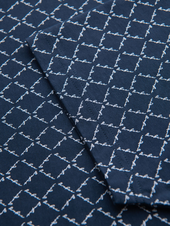 Ombre Clothing Moško pleteno majico s celostnim tiskom - temno modro