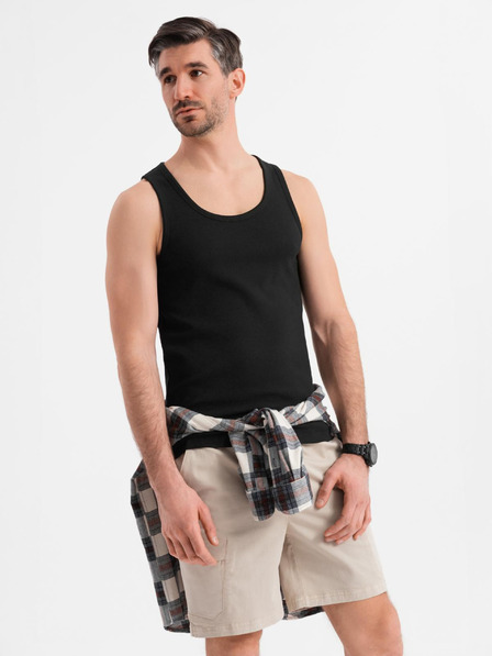 Ombre Clothing Moško bombažno osnovno majico - črno