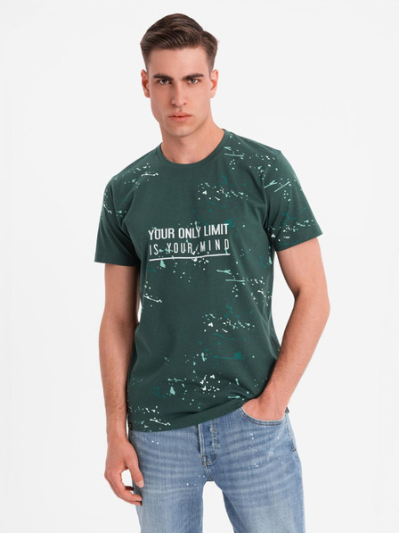 Ombre Clothing Moško majico s tiskom in okroglim izrezom - zeleno