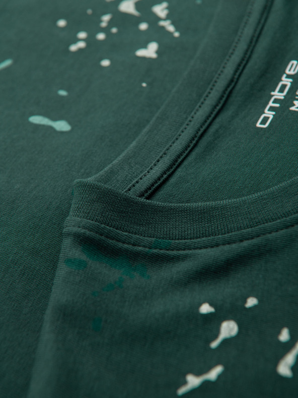 Ombre Clothing Moško majico s tiskom in okroglim izrezom - zeleno