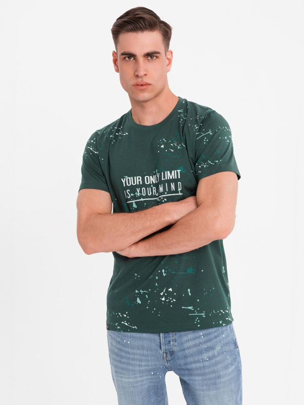 Ombre Clothing Moško majico s tiskom in okroglim izrezom - zeleno