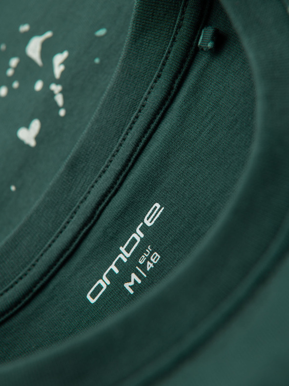 Ombre Clothing Moško majico s tiskom in okroglim izrezom - zeleno