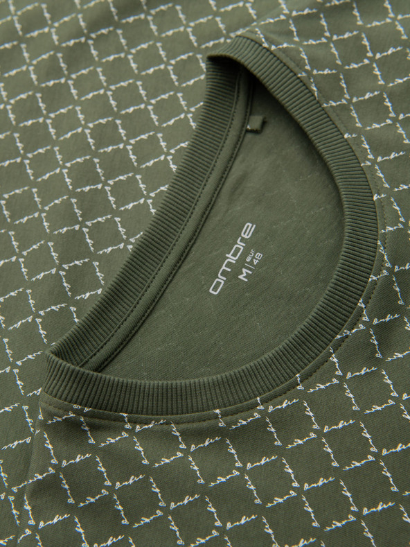 Ombre Clothing Moško pleteno majico s celostnim tiskom - olivno zeleno