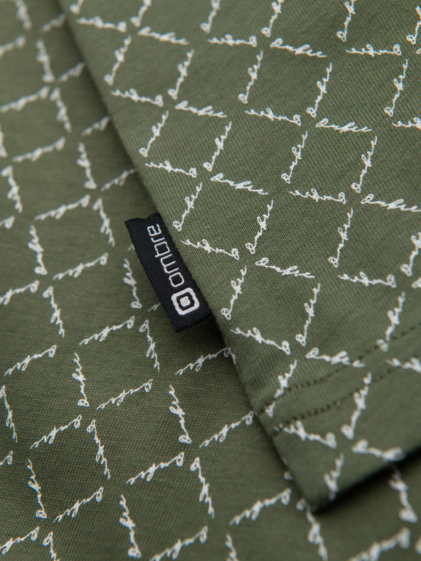 Ombre Clothing Moško pleteno majico s celostnim tiskom - olivno zeleno