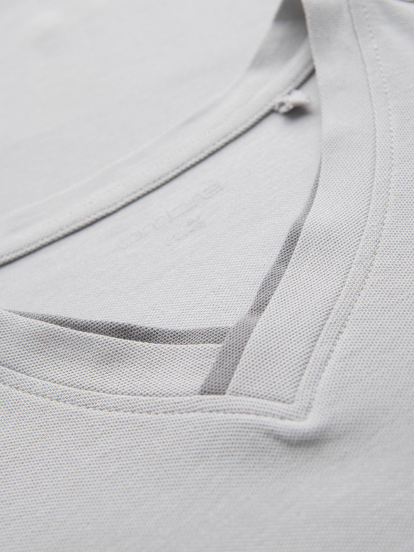 Ombre Clothing Moško majico s kontrastnimi vstavki in V-izrezom - svetlo sivo