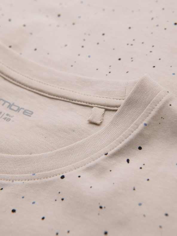 Ombre Clothing Moško bombažno majico s tiskom in okroglim izrezom - bež