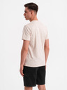Ombre Clothing Moško bombažno majico s tiskom in okroglim izrezom - bež
