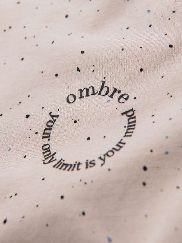 Ombre Clothing Moško bombažno majico s tiskom in okroglim izrezom - bež