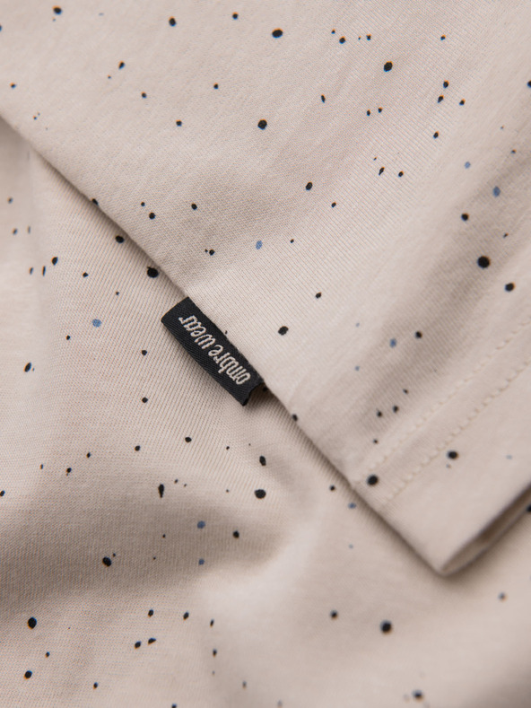 Ombre Clothing Moško bombažno majico s tiskom in okroglim izrezom - bež