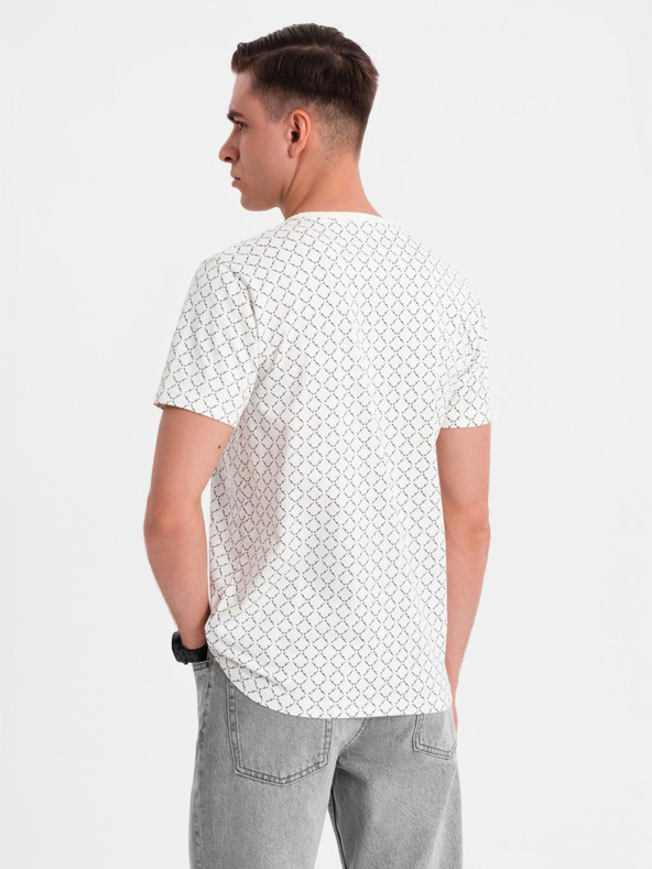 Ombre Clothing Moško pleteno majico s celostnim tiskom - belo