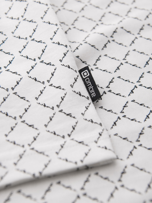 Ombre Clothing Moško pleteno majico s celostnim tiskom - belo