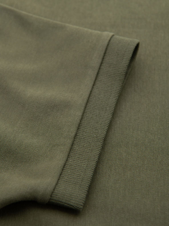 Ombre Clothing Moška polo majica z zadrgo - olivna