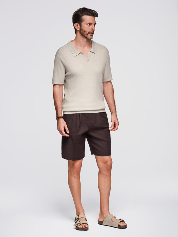 Ombre Clothing Moška polo majica brez gumbov z odprtim ovratnikom - svetlo siva