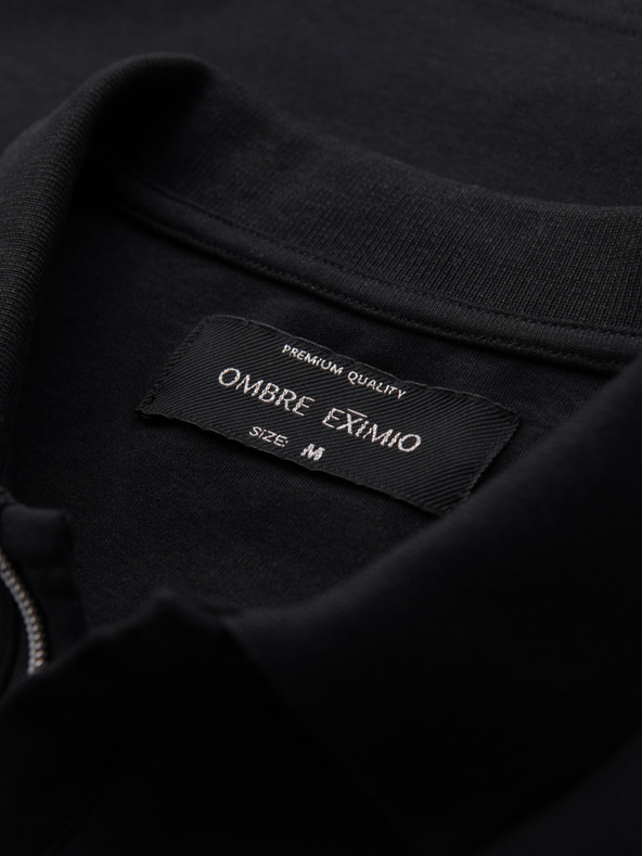 Ombre Clothing Moška polo majica z zadrgo - črna