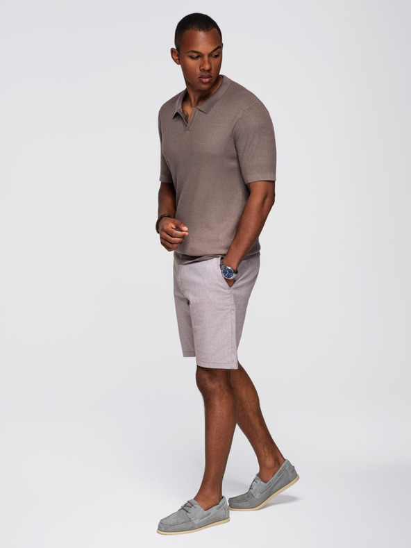 Ombre Clothing Moška polo majica brez gumbov z odprtim ovratnikom - pepelnata