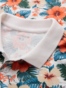 Ombre Clothing Bombažna polo majica s cvetličnim tiskom - bela