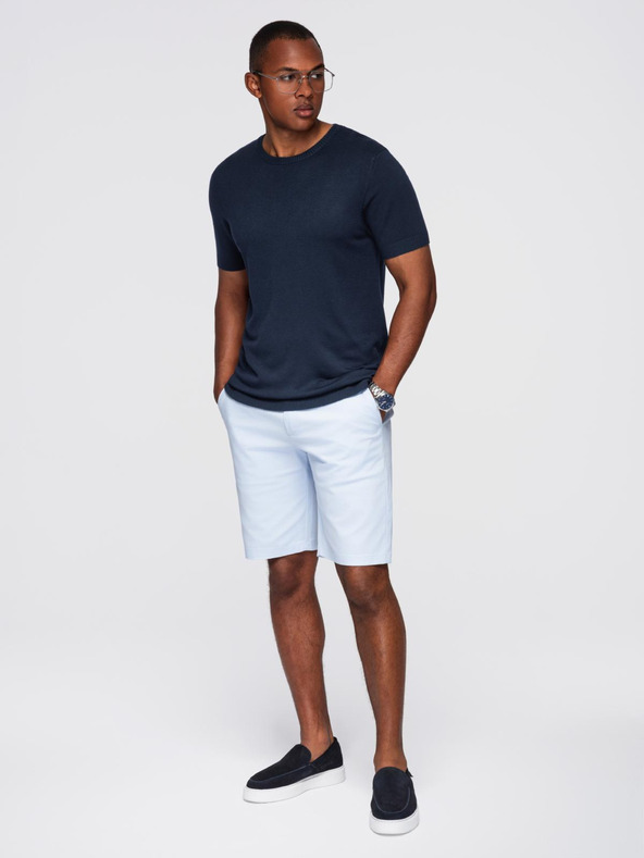 Ombre Clothing Moška klasična pletena rebrasta srajca - temno modra