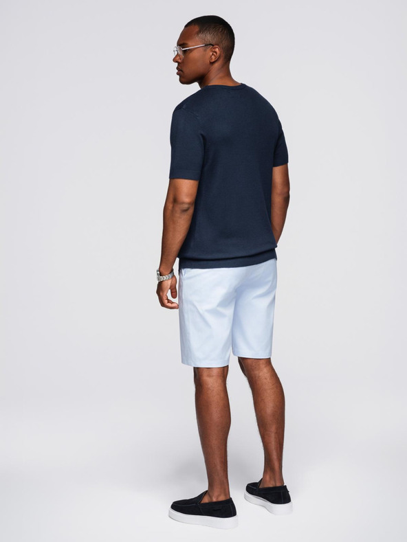 Ombre Clothing Moška klasična pletena rebrasta srajca - temno modra