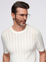 Ombre Clothing Moški pulover z okroglim izrezom in kratkimi rokavi - bel