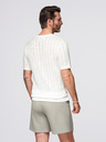 Ombre Clothing Moški pulover z okroglim izrezom in kratkimi rokavi - bel