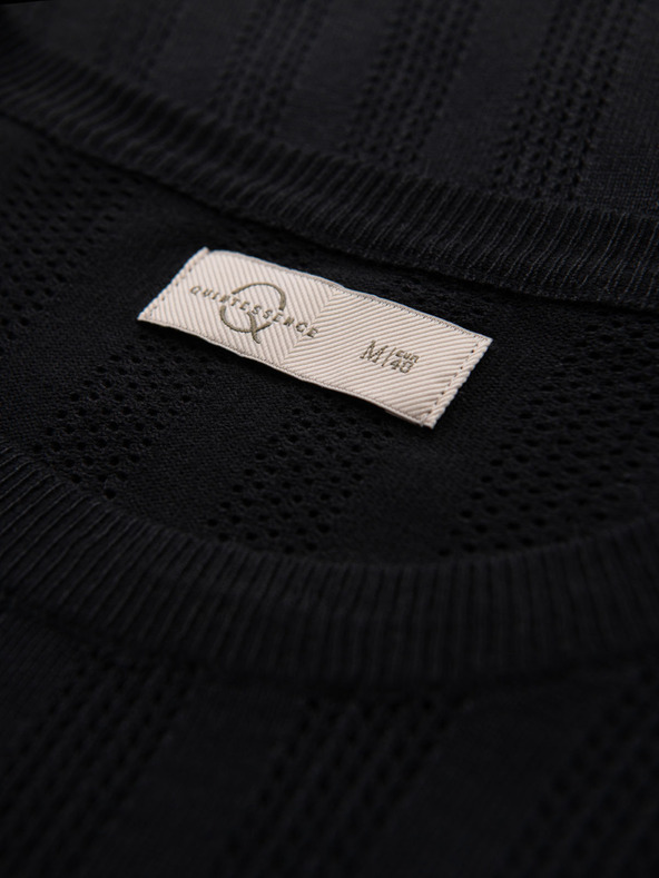 Ombre Clothing Moški pulover z okroglim izrezom in kratkimi rokavi - črn