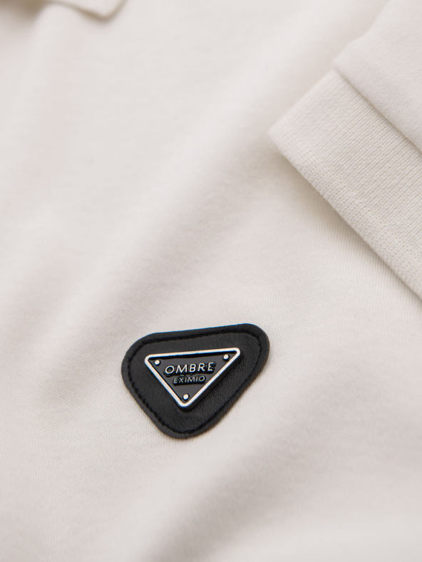 Ombre Clothing Moška polo majica z zadrgo - bela