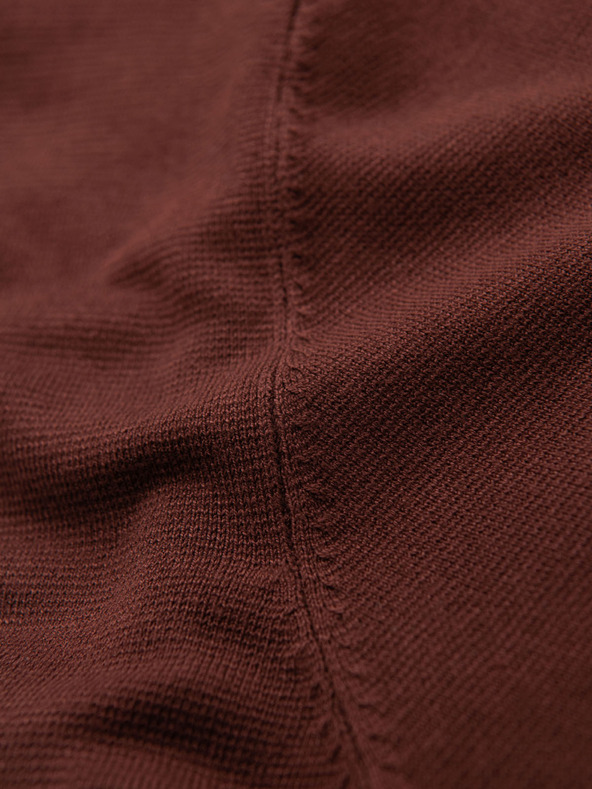 Ombre Clothing Moška klasična pletena srajca z rebrnatimi manšetami - toplo rjava