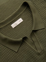 Ombre Clothing Moška pletena polo majica brez gumbov - olivna