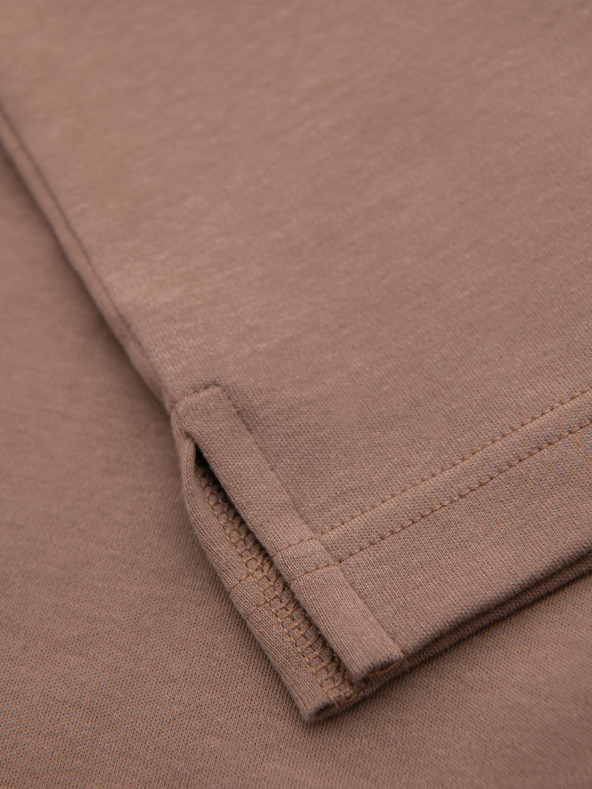 Ombre Clothing Moška polo majica z zadrgo - svetlo rjava