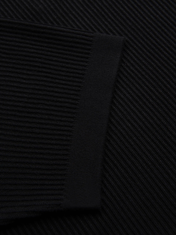 Ombre Clothing Moška polo majica z odprtim ovratnikom brez gumbov - črna