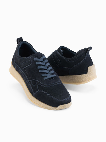 Ombre Clothing Moške lahke semiš superge v športnem slogu - temno modre