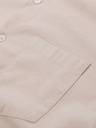 Ombre Clothing Moška platnen srajca z stoječim ovratnikom in žepom REGULAR FIT - kremna