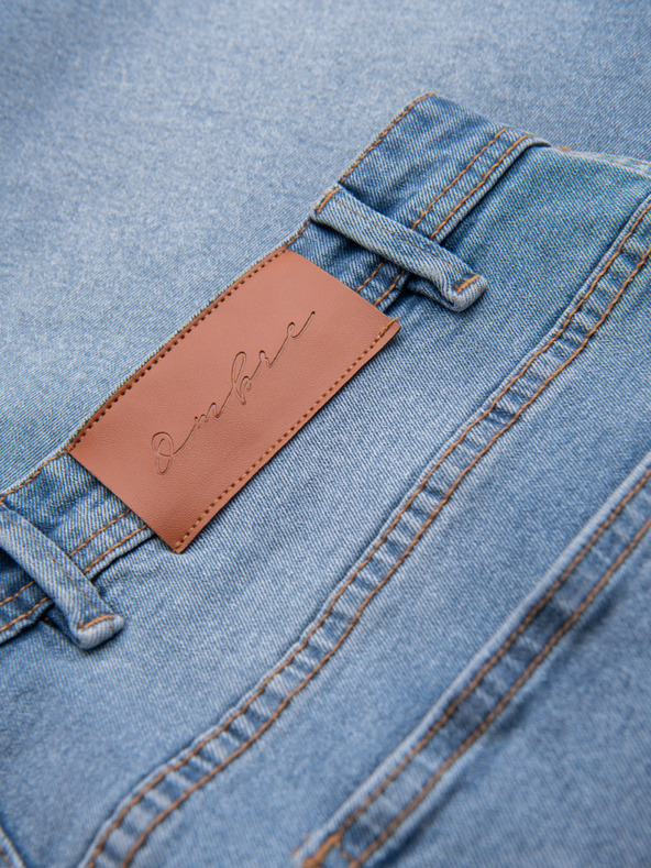 Ombre Clothing Moške jeans kratke hlače klasičnega kroja - svetlo modre