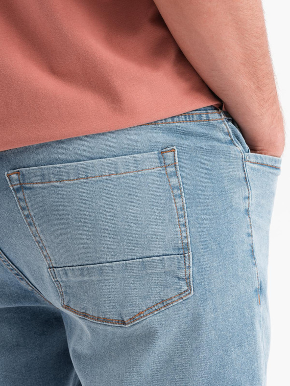 Ombre Clothing Moške jeans kratke hlače z raztrganimi hlačnicami - svetlo modre