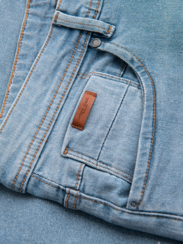 Ombre Clothing Moške jeans kratke hlače z raztrganimi hlačnicami - svetlo modre