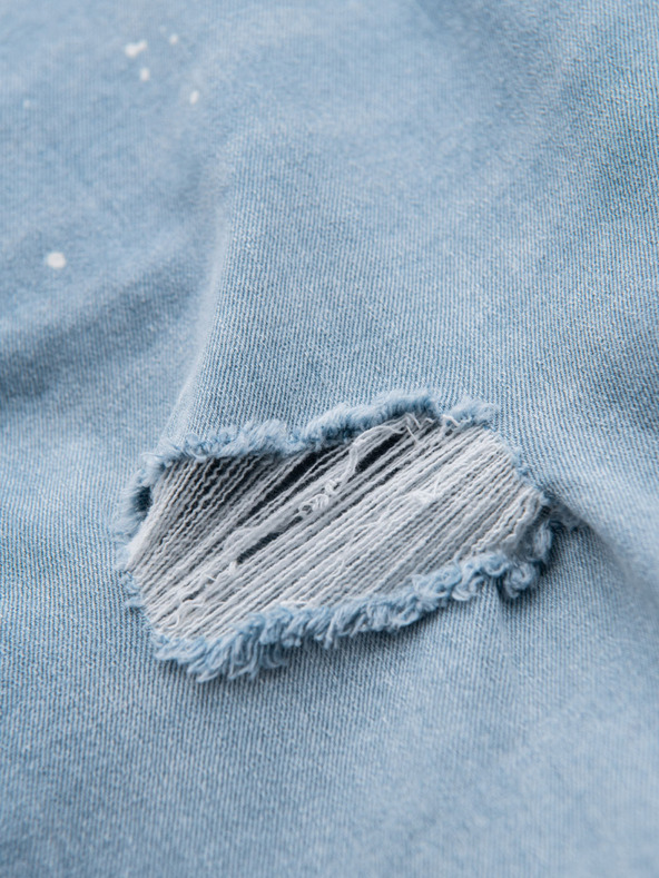Ombre Clothing Moške jeans kratke hlače z raztrganimi hlačnicami - svetlo modre