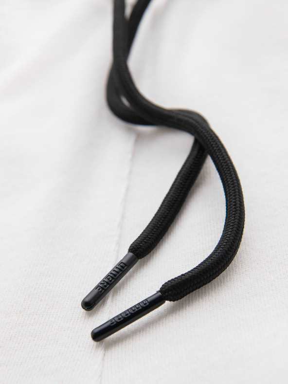 Ombre Clothing Moške kratke trenirka hlače z širokimi črtami - bele