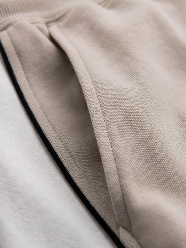 Ombre Clothing Moške kratke trenirka hlače z širokimi črtami - bež