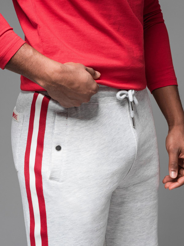 Ombre Clothing Moške trenirka kratke hlače z obrobjem in rebrastim pasom - siv meliran