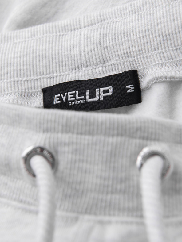 Ombre Clothing Moške trenirka kratke hlače z obrobjem in rebrastim pasom - siv meliran