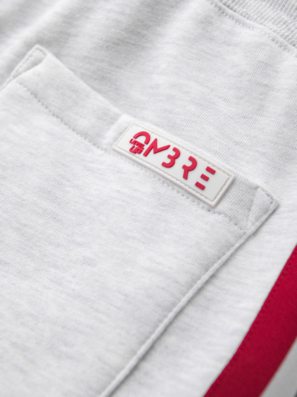 Ombre Clothing Moške trenirka kratke hlače z obrobjem in rebrastim pasom - siv meliran