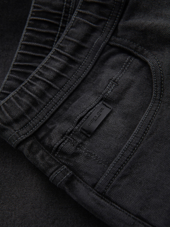 Ombre Clothing Moške kratke hlače z elastičnim pasom in opranim učinkom - sive