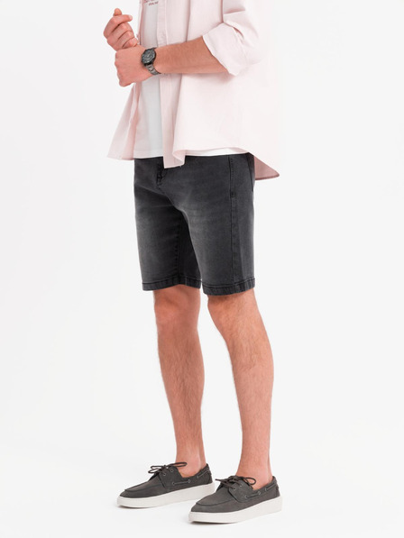 Ombre Clothing Moške jeans kratke hlače klasičnega kroja - črne