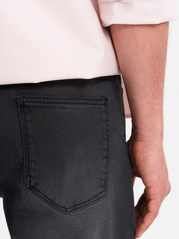 Ombre Clothing Moške jeans kratke hlače klasičnega kroja - črne